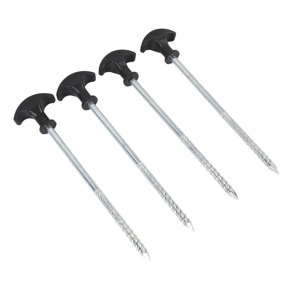 4PCS Camping Tent Pegs Stainless Steel T Shaped Screw in Stakes Ground Anchors for Outdoor Canopy Awning Shed
