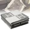 Luxurious Wool Cashmere Blanket Thick Warm Geometric Pattern Office Throw