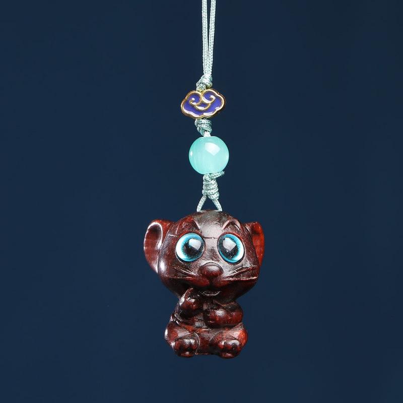 Cliff Cypress Zodiac Wood Carving Pendant Keychain