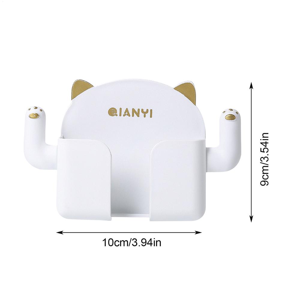 Punch-free Mobile Phone Holder Wall Mount Stand with Hooks Remote Control Organizer Storage Box Charging Bedside Container Rack