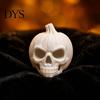 Creepy Study Table Accents 3D Printed Skull Pumpkin Ornament, White Resin Skeleton Statue, Dark Style Room Decor Halloween Themed Sculpture