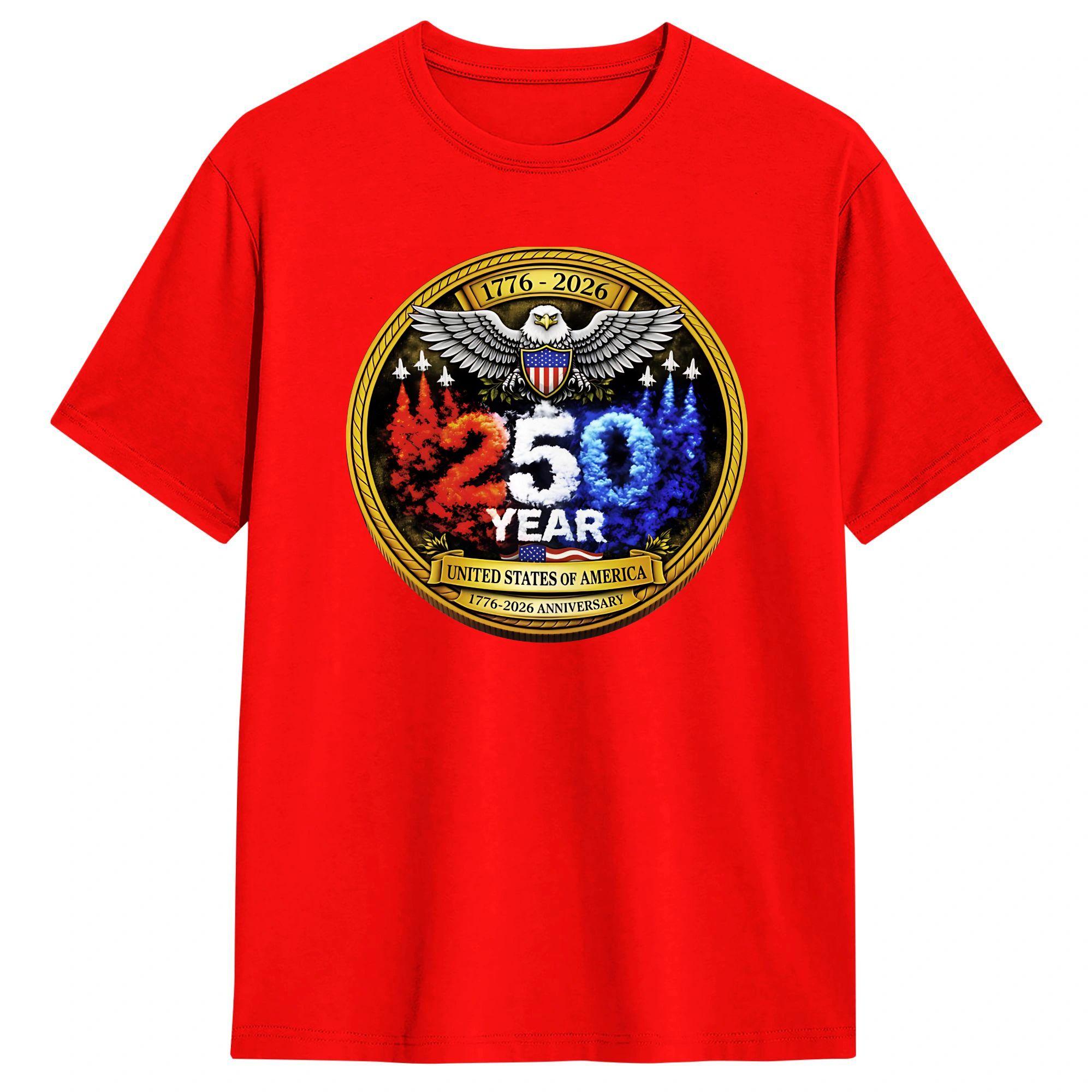 

Summer 250 Years American 1776 2026 250th USA Fashion TShirts 100 Cotton Tee Shirt for Men Aesthetic Short Sleeve Tops S