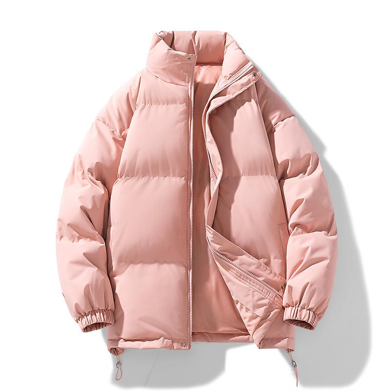 Winter Simple Solid Color Stand Up Collar Cotton Jacket Men's Korean Version Thick Warm Cotton Jacket Casual Versatile Couple's Bread Jacket