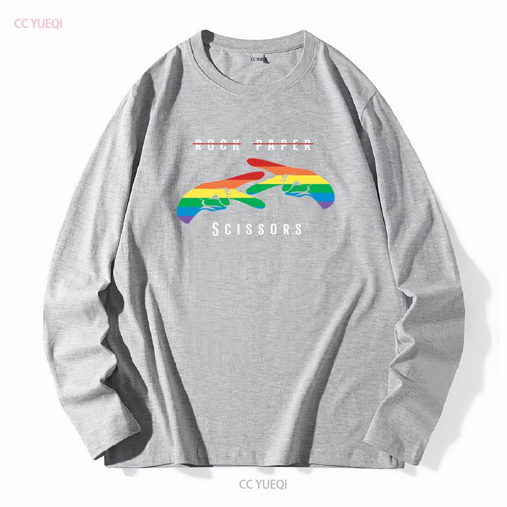 Rock Paper Scissors Funny Lesbian Pride LGBT T ShirT long or short sleeves vintage Washed Unisex Comfortable Slightly Versatile