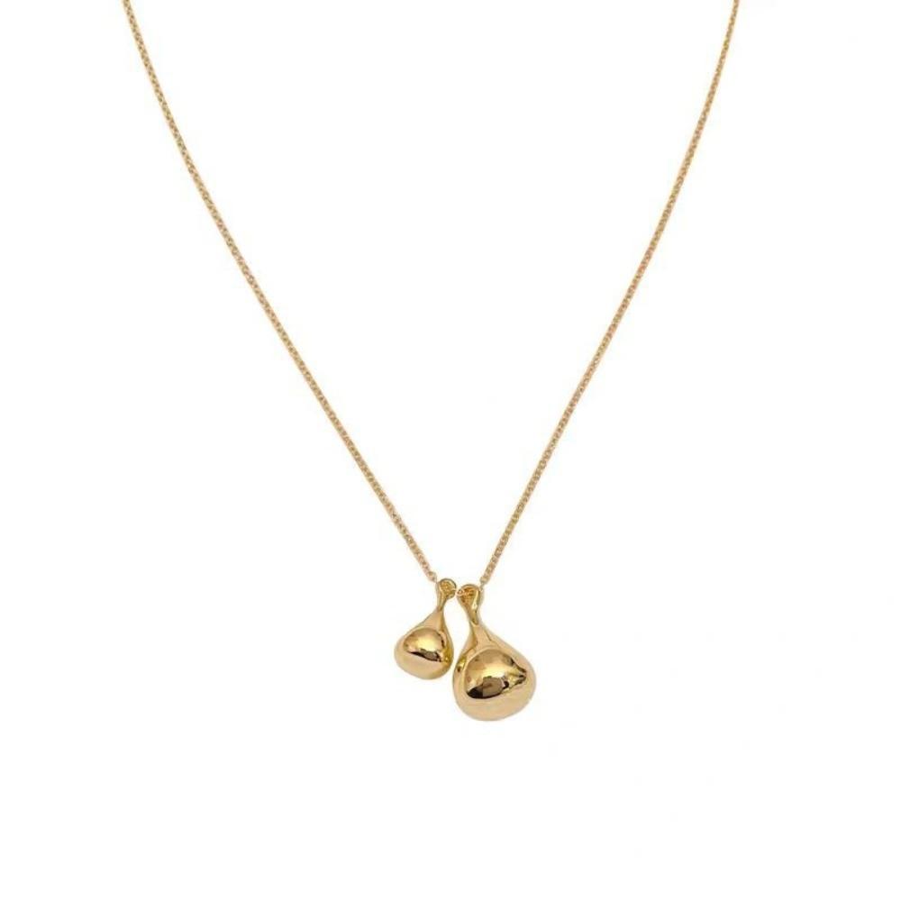 Elegent Double Water Droplet Necklace Long Chain Pendants Necklace for Women Sweater Chain