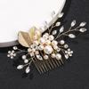 Delicate Pearl Leaves Tiara Wedding Bridesmaid Hair Combs Headpiece Flower Hair Pin Bridal Clips