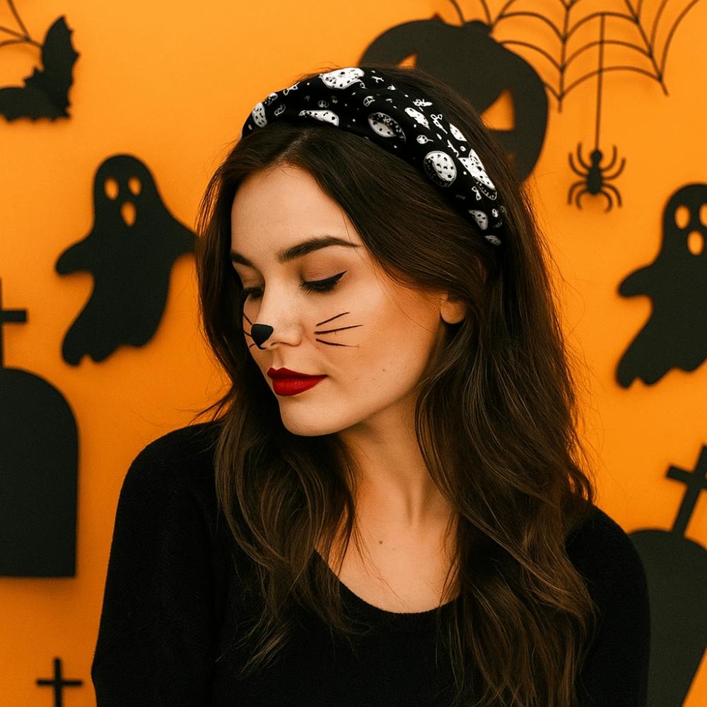 Festival Wear Pumpkin Head Headband Gothic Halloween Hair Hoop Top Knot Headband  Trick or Treat