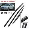 3Pcs Front & Rear Windshield Wiper Blades Set 24"+16"+14" Special Side Pin Connector for European Compact Hatchback 2009-2012