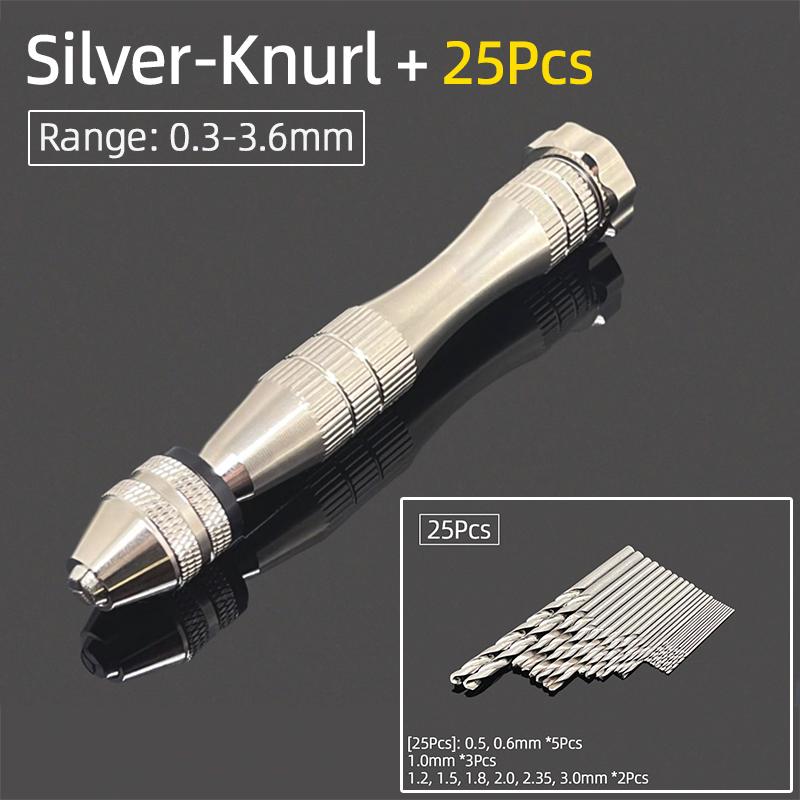 Mini Micro aluminiowa wiertarka ręczna 0.3-3.6mm z uchwytem bezkluczowym wiertła kręte HSS do biżuterii rzemieślniczej ręczne wiercenie narzędzia obrotowe