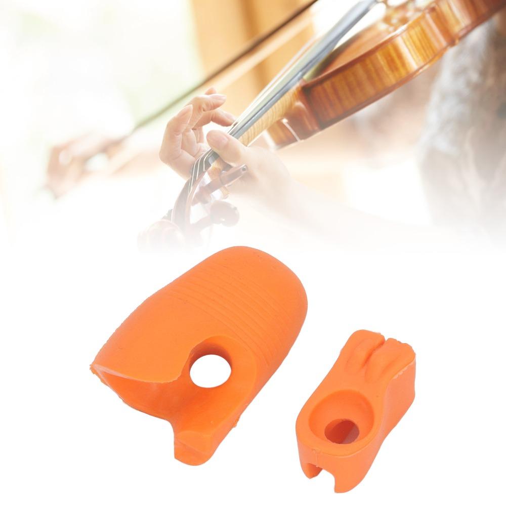 4PCS Rubber Violin Bow Teaching Aid Orange Color Thumb Stabilizer Support Violin Teaching Aid