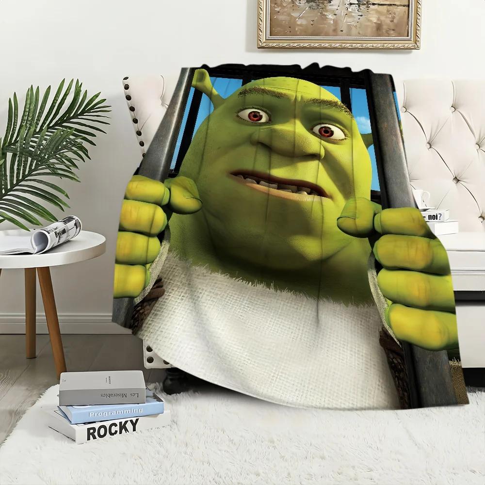 Cartoon S-ShrekS Cute Funny Blanket Plush Nap Sofa Rug for Living Room Warm Office Bedroom Birthday Home Travel Kid Gifts