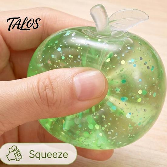 Stress Relief Toys for Adults Kids Maltose Glitter Apple Squeeze Ball, Soft TPR Slow Rising Fidget Creative Birthday Gifts Girls Toy Anxiety