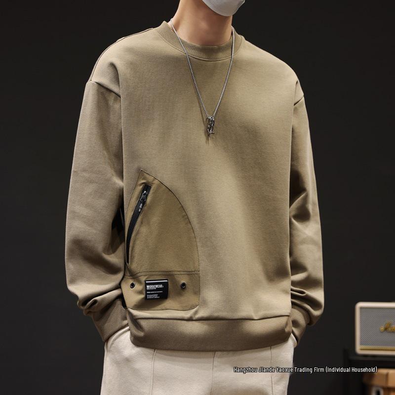 Herren Retro Locker Geschnitten Reißverschlusstasche Hoodie - Einfarbige, Vielseitige Herbst/Winter Mode