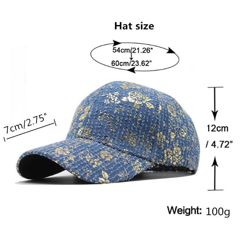 Peaked Cap Women'S Spring And Summer Retro Retro Bronzing Flower Denim Baseball Cap Outdoor Casual Sunshade