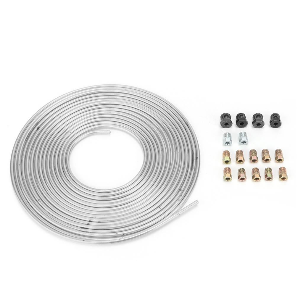 25ft Brake Line Tubing Copper Nickel Plated 3Celsius16in OD with Fittings for Hydraulic Braking Fuel System(Gold )
