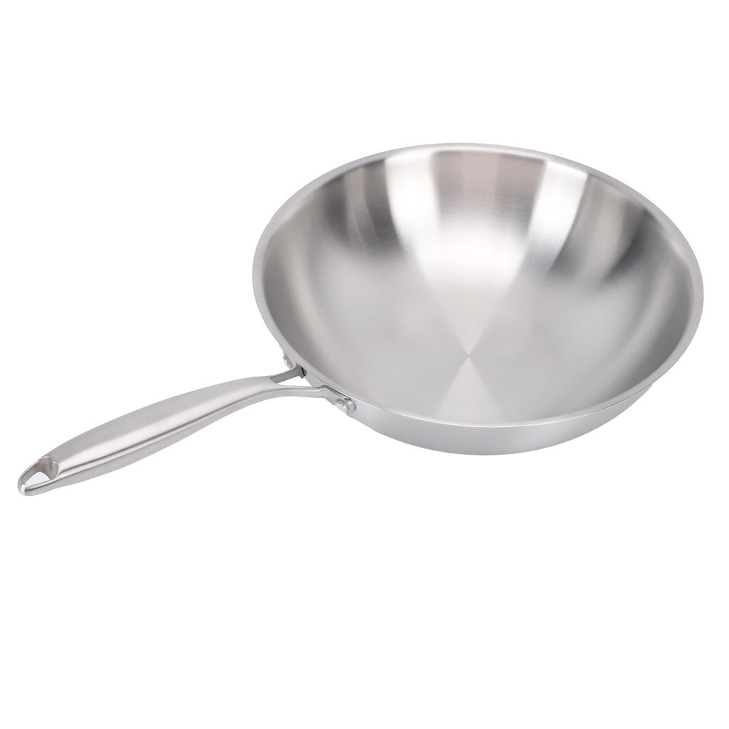 Wok with Handle 304 Stainless Steel Nonstick Stir Fry Pan Wok Cookware for Induction Electric Gas All Stove