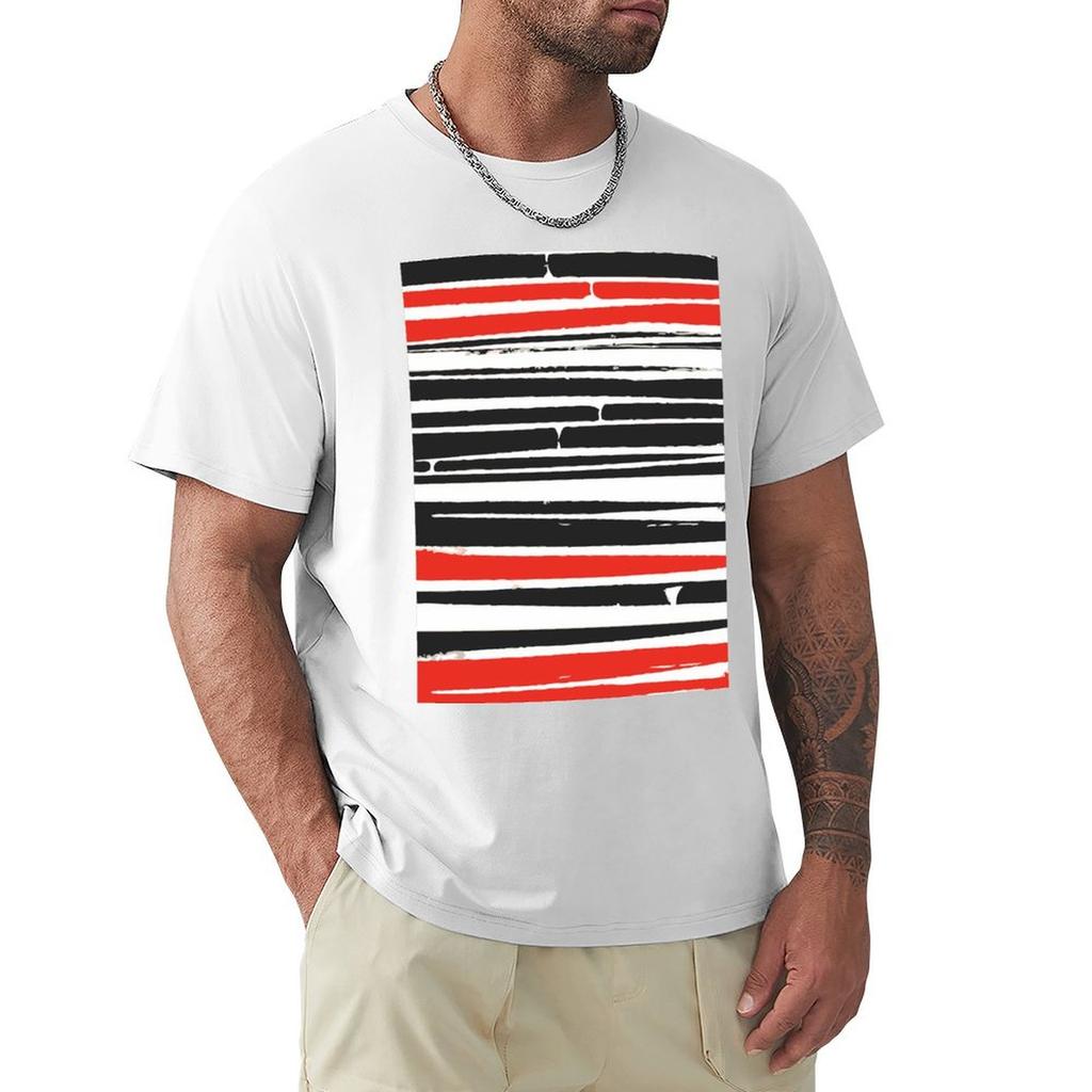 Abstract Black Red Stripe Tshirt Gym Exercise Short Sleeve Tshirt