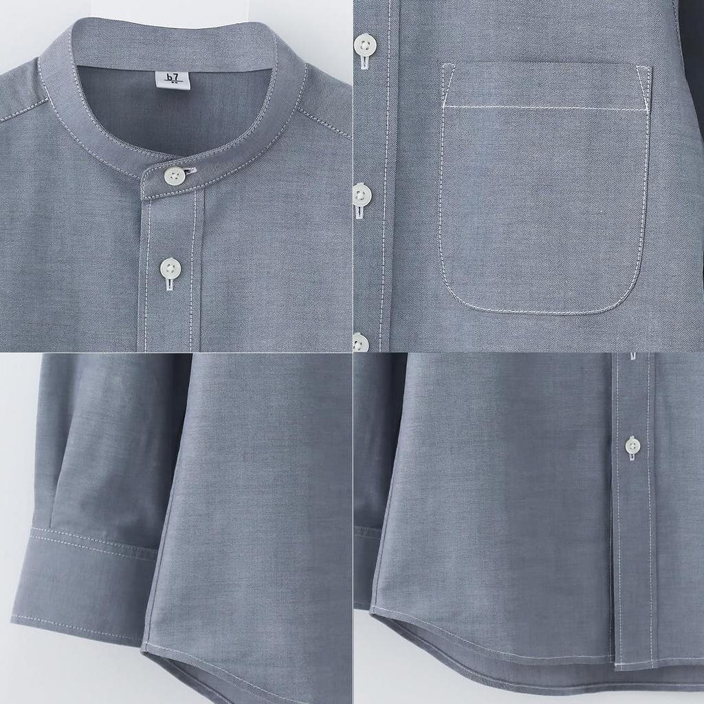 Seven Uniform GH7021-2 Pink 5L Long Sleeve Stand Collar Shirt with Oxford Clothes, Restaurant Uniform