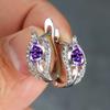 Charming Purple/Multicolored CZ Hoop Earrings for Women Temperament Design Elegant Female Ear Accessories Wedding Zircon