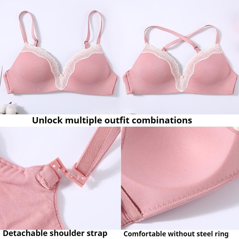 French Thin Lace Underwear Small Chest Push-up Sexy Bra Without Steel Ring Adjustable Girl Bra