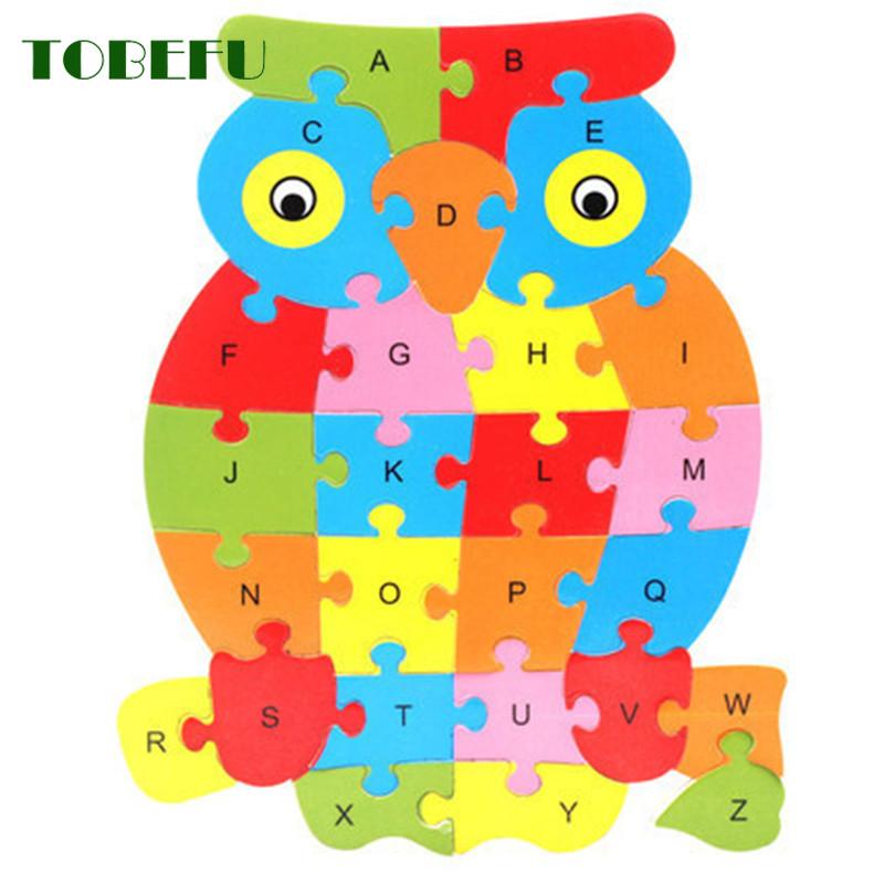 English Letter Building Block Wood Animal Jigsaw Puzzle Children Cognition Intelligence Toy For Toddlers Early Educational Gifts