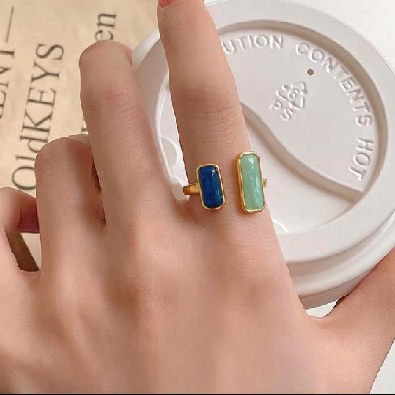 Vintage Stainless Steel Geometric Rings Women Oil Dripping Square Adjustable Open Rings Fashion Minimalist Banquet Jewelry Gifts