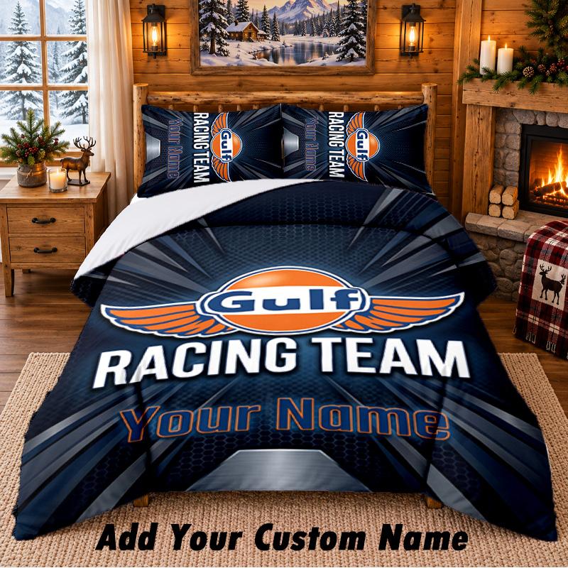 Gulf Pattern Bedding 3Pcs Set Custom Name, Bed Sheet And Pillowcases For Home Bedroom