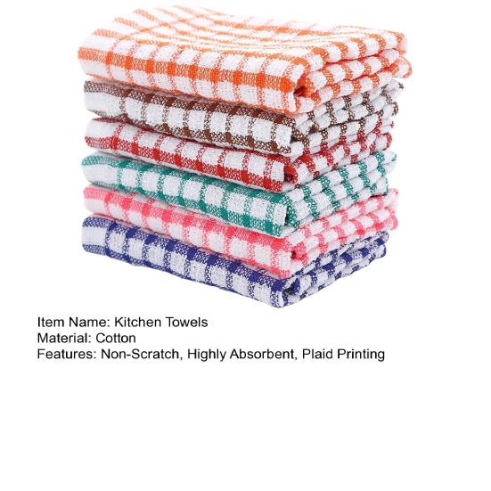 1/6 Stück Reinigungstücher, kratzfest, saugfähig, Baumwoll-Geschirrtücher, karierter Aufdruck, wiederverwendbar, für Zuhause, Restaurant, Hotel, Geschirrtuch, Hände