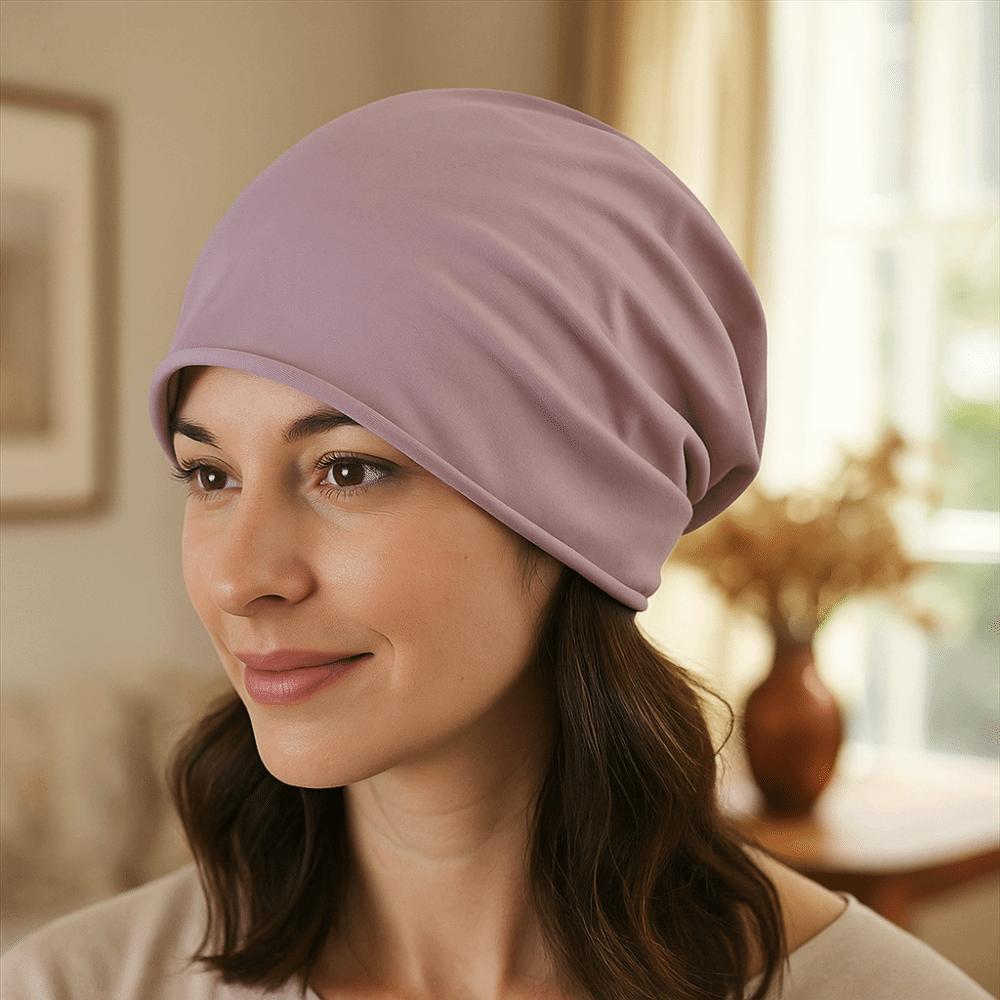 2PCS Lightweight Windproof Confinement Nightcap Breathable Soft Baotou Cap Single Layer Solid Color Slouchy Beanie Running