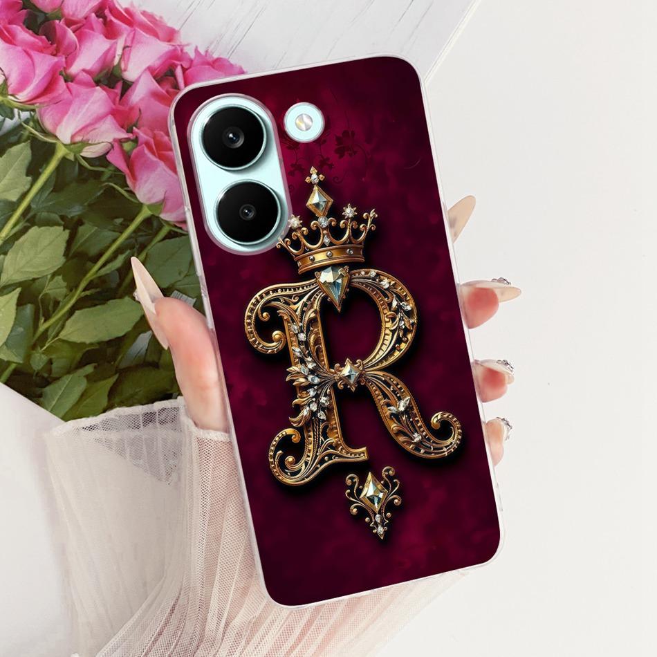 For Xiaomi Poco X8 Pro Royal Crown Initial Letter Couple Phone Case For POCO X8 Pro Max X8Pro 5G Soft Silicone TPU Bumpers