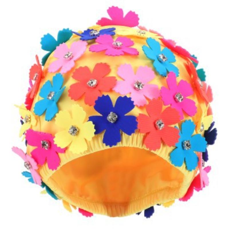 Cuffia da nuoto impermeabile per adulti, fatta a mano, a forma di fiore, petali, alta elasticità, per la cura dei capelli, da donna
