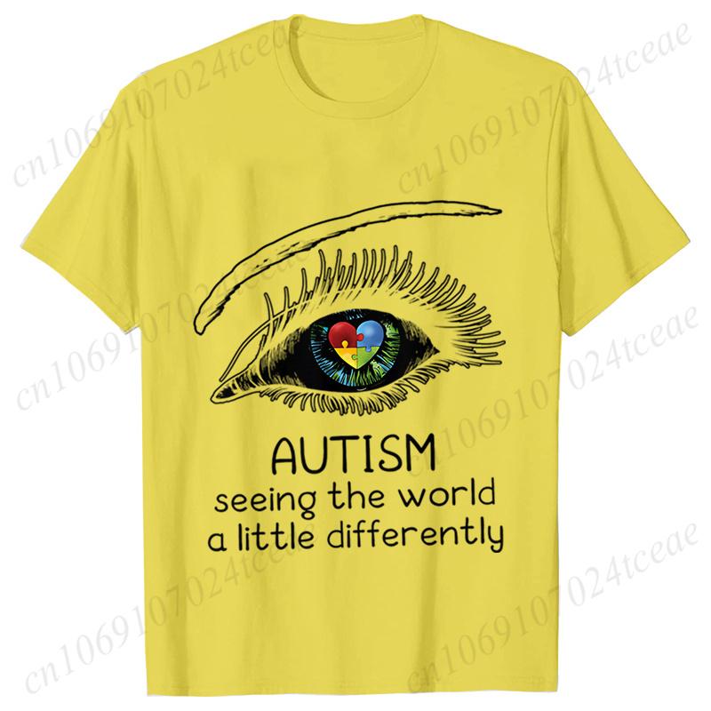 Autism Awareness Seeing The World A Little Differently Prints Unisex TShirts Hip Hop Streetwear Casual Tops Female Clothing
