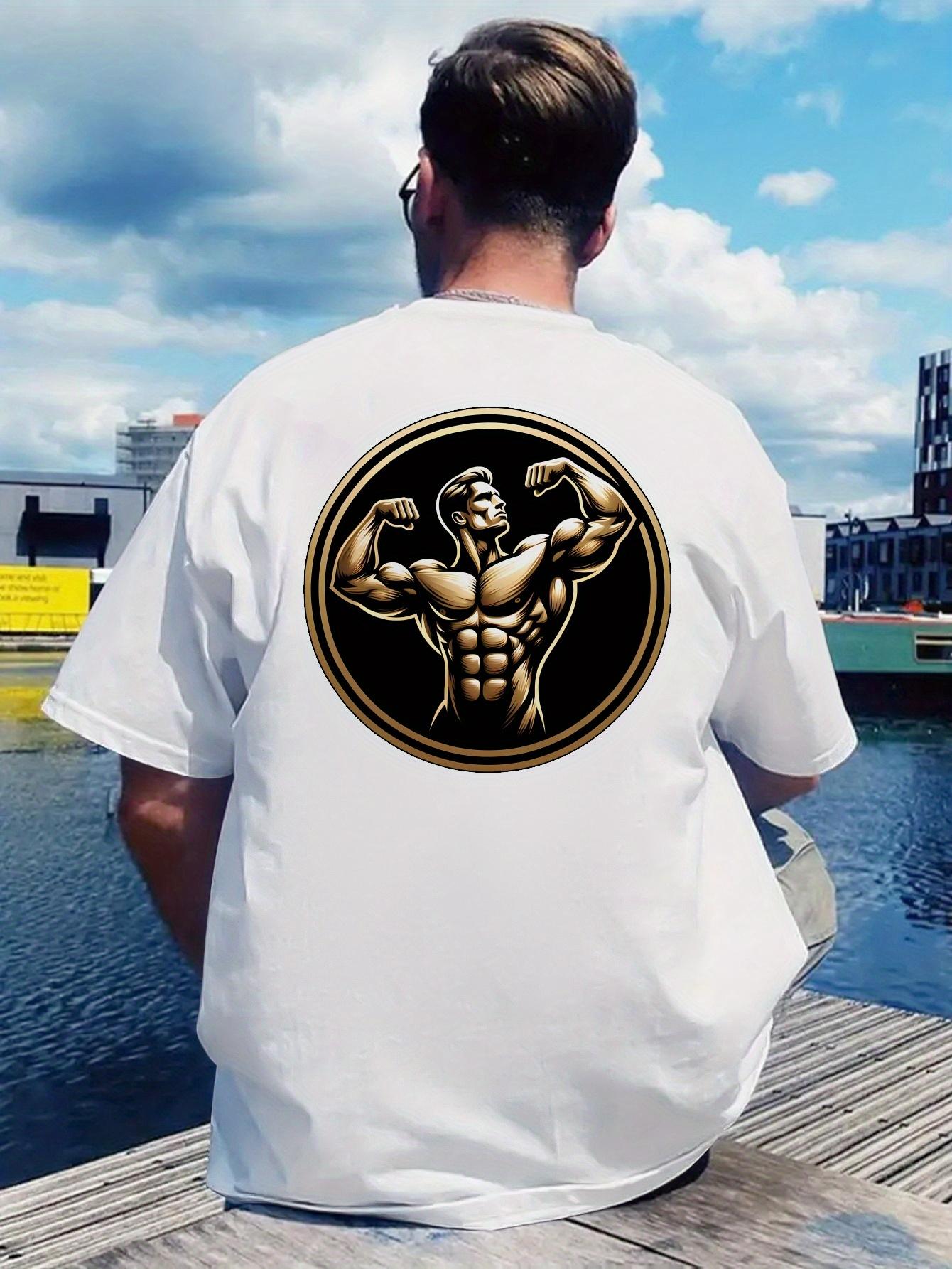 Inspirational Muscle Graphic T-shirt - White Short Sleeve Crew Neck S