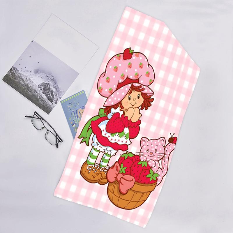 1pc Strawberry Princess6 Beach Towel, Beach and Seaside Swimming Pool Equipment, Fashion Pattern, Rectangular, Travel Essentials