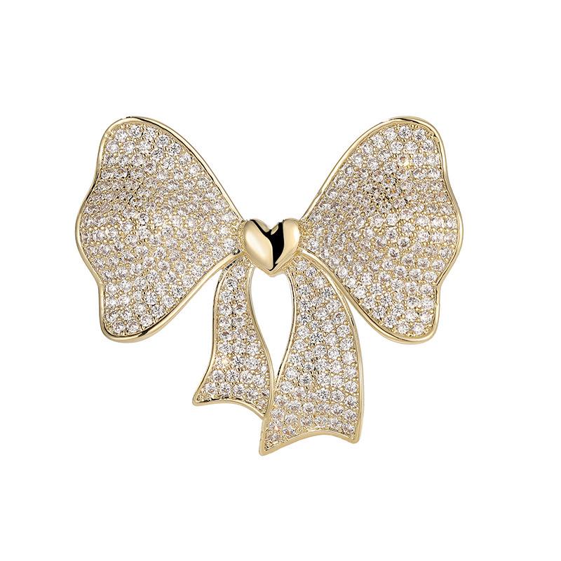 Bo Xin Yun Elegant Korean Zirconia Bow Brooch - High-end Cardigan Accessory Gift