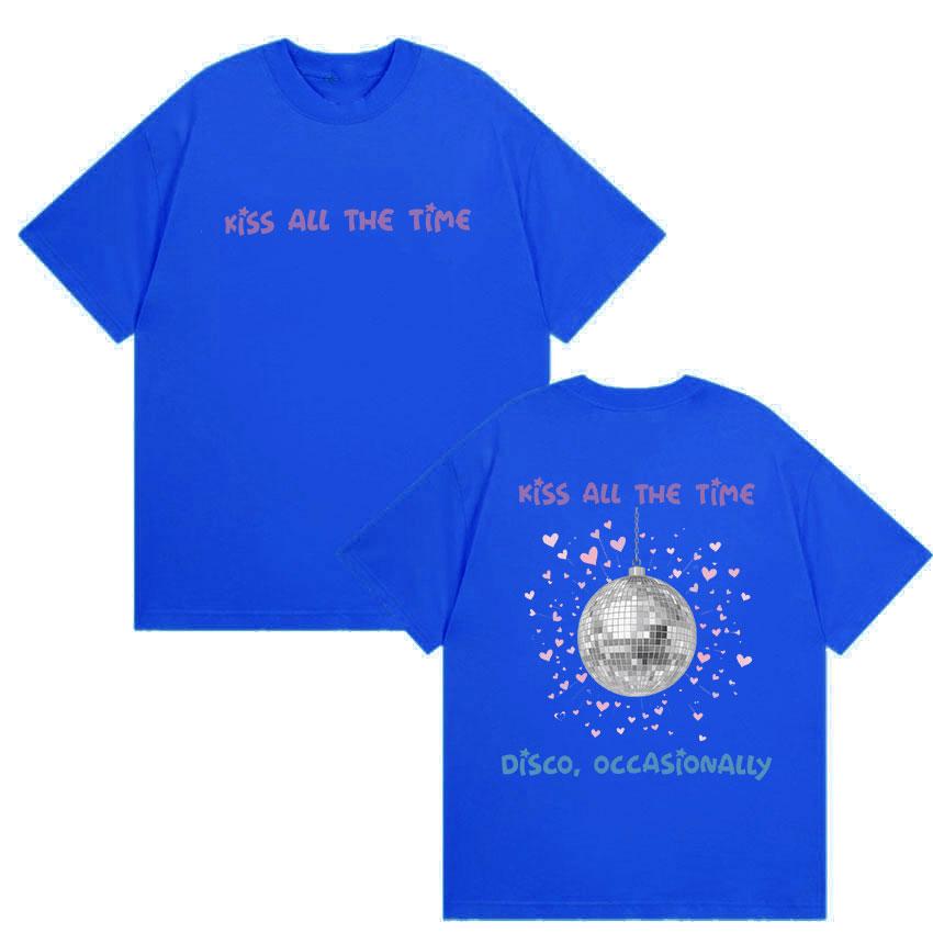Kiss All The Time Disco Occasionally T-shirts Harry Styles Print Fashion Short Sleeve T-shirt Men Women Cotton Tees