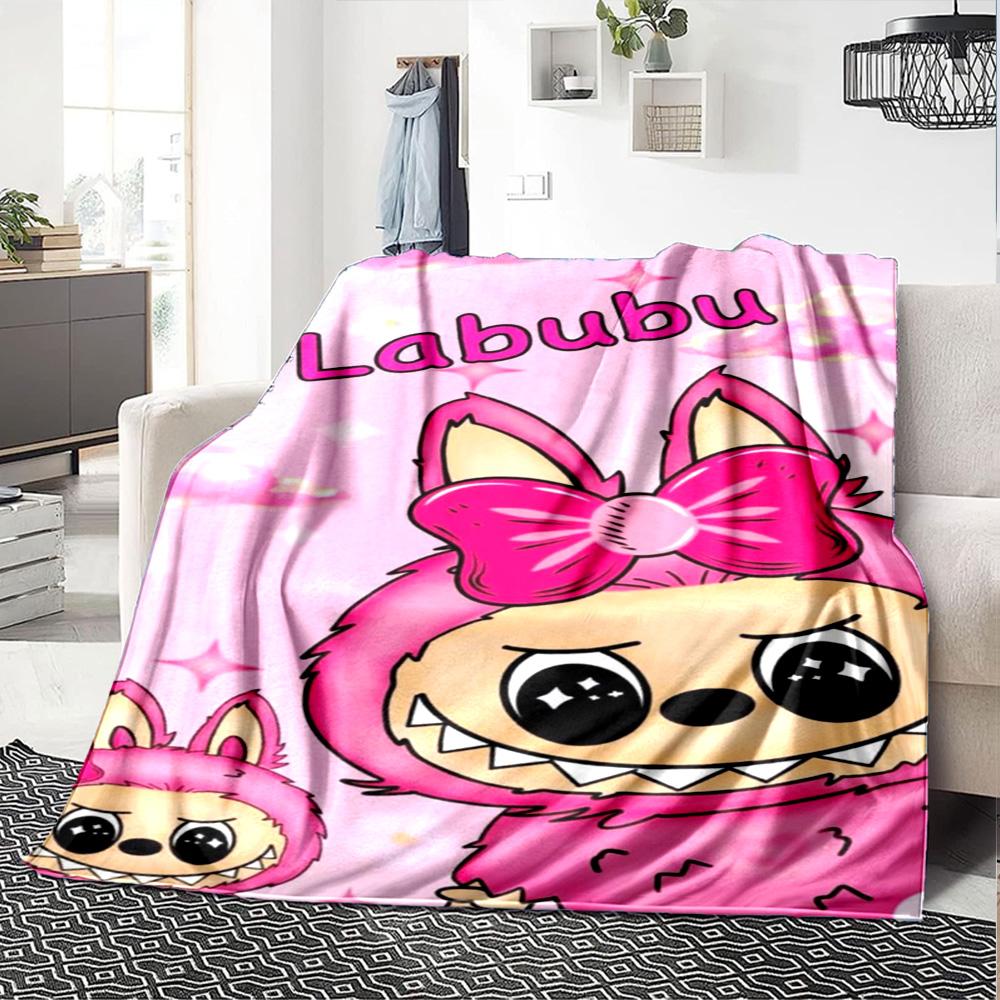 Labubu Blanket Durable Comfort Great For Bed Office Chair Seaside Four Seasons Universal Digital Print Birthday Christmas Gift Blanket