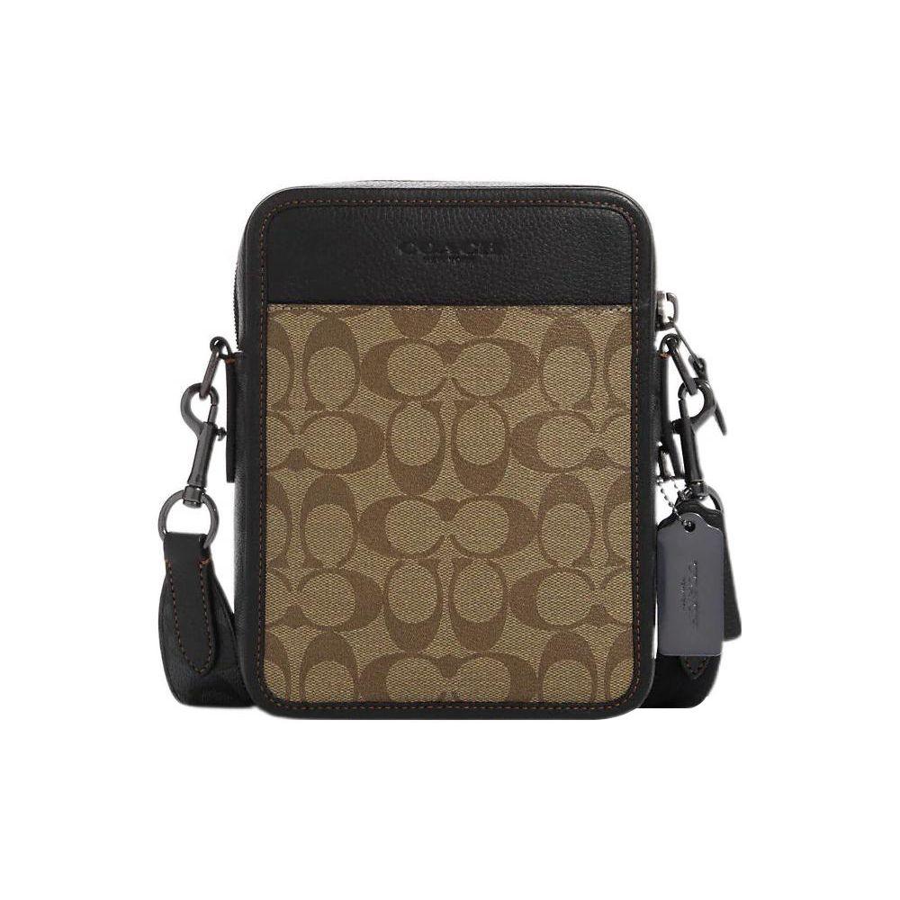 Coach Sullivan 16 Zipper Closure Multi-Functional Pocket Coated Canvas Pebble Leather Shoulder Bag Crossbody Small Men Shoulder Bag CC090-QBTUP Basic Set (Bag+Dust Bag)