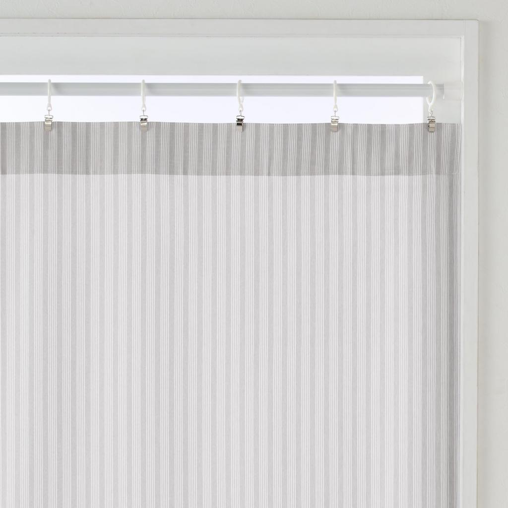 MUJI Recycled Polyester Yellow 100cm Wide X 178cm 84835643 Non-Pleated Curtains, Stripe, Long,