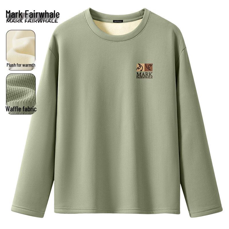 Mark Fairwhale Men s Retro Fleece Waffle Knit Long Sleeve T-Shirt L