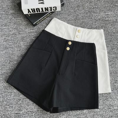 2024 Women's High Waist Black A-Line Elastic Shorts - Trendy Summer Outerwear