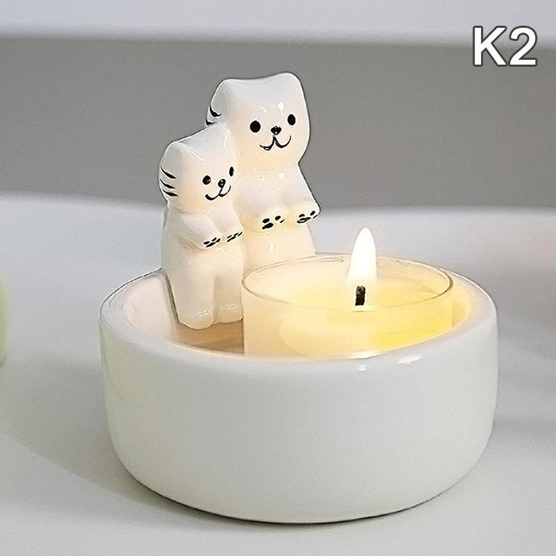 Kitten Candle Holder Cute Cat Candlestick Creative Aromatherapy Candle Holder Durable Cartoon Candlestick Decoration