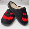 Fashion Halloween Platform Fur Slippers Women Warm Anti Slip Black Cotton Slippers Woman Winter Indoor Round Toe Plush Slides Female