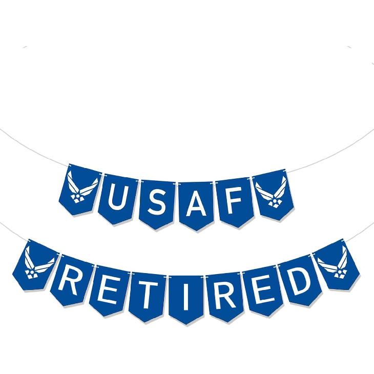 F Retired Banner,US Air Force Ritirement Party Decoration Banner,Pre-strung