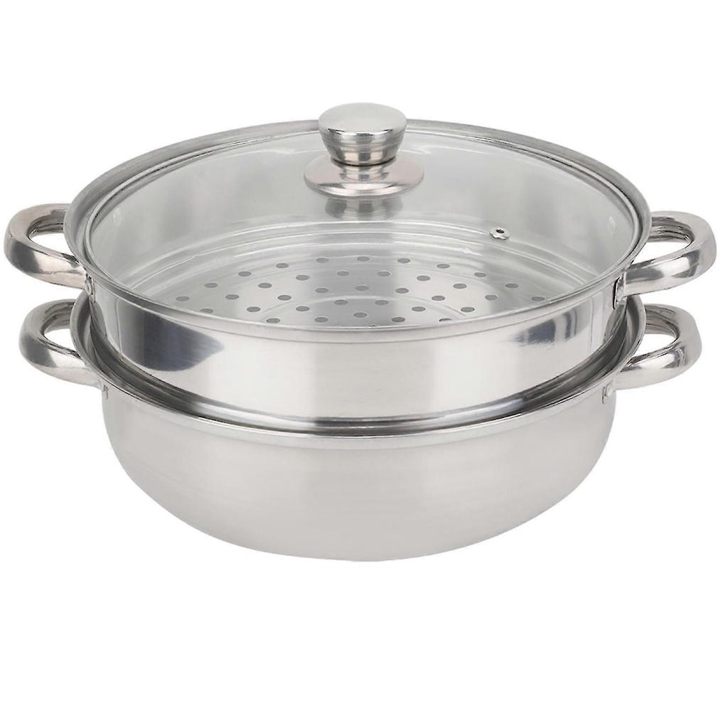 Stainless Steel Steamer, 27cm/11 Inch Steamer Pan with Lid, 2 Tier Multipurpose Steamer Pot Cookware with Handle for Vegetable Dumpling Stock