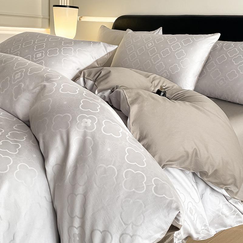 Luxury Jacquard Cotton 60s Sateen Bedding Set: Duvet Cover & Sheets