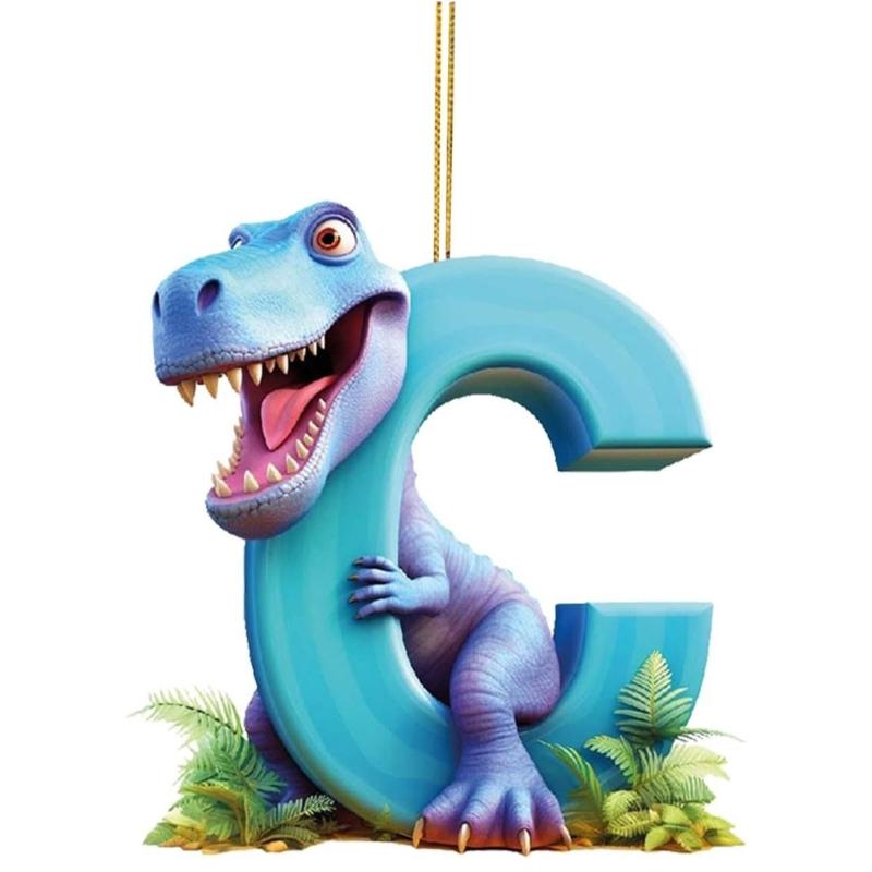 26 Letter Cartoon Pendant for Tree Kids Acrylic Christmas Animal Ornament