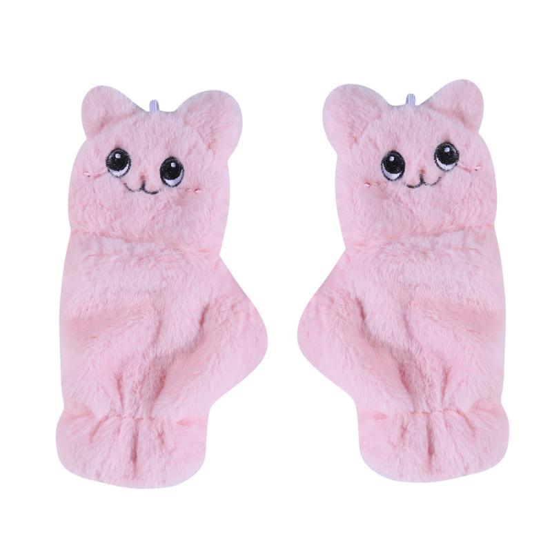 Damen Winter Plüsch Katze Fäustlinge Fingerlose Handschuhe Plüsch Warme Handschuhe Winter Weiche Verdickte Handschuhe Mädchen Halbfinger