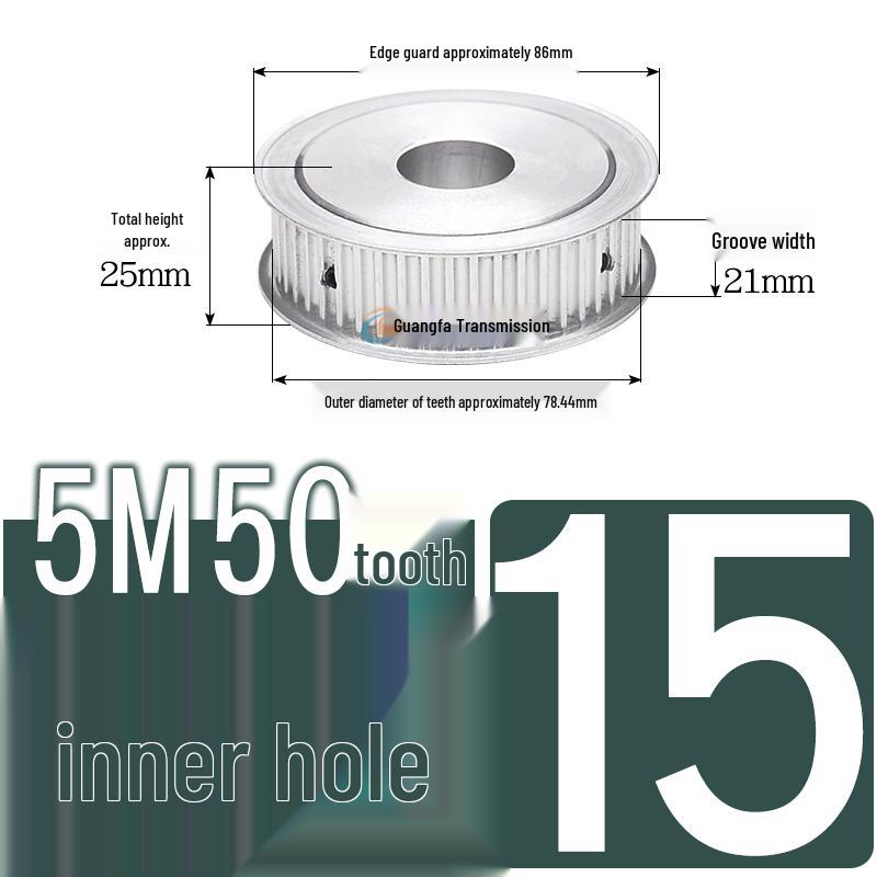 Dual-Sided Flat Timing Pulley: 5M50 Teeth, Width Options 11/16/21/27AF, Bore Size 8-30.