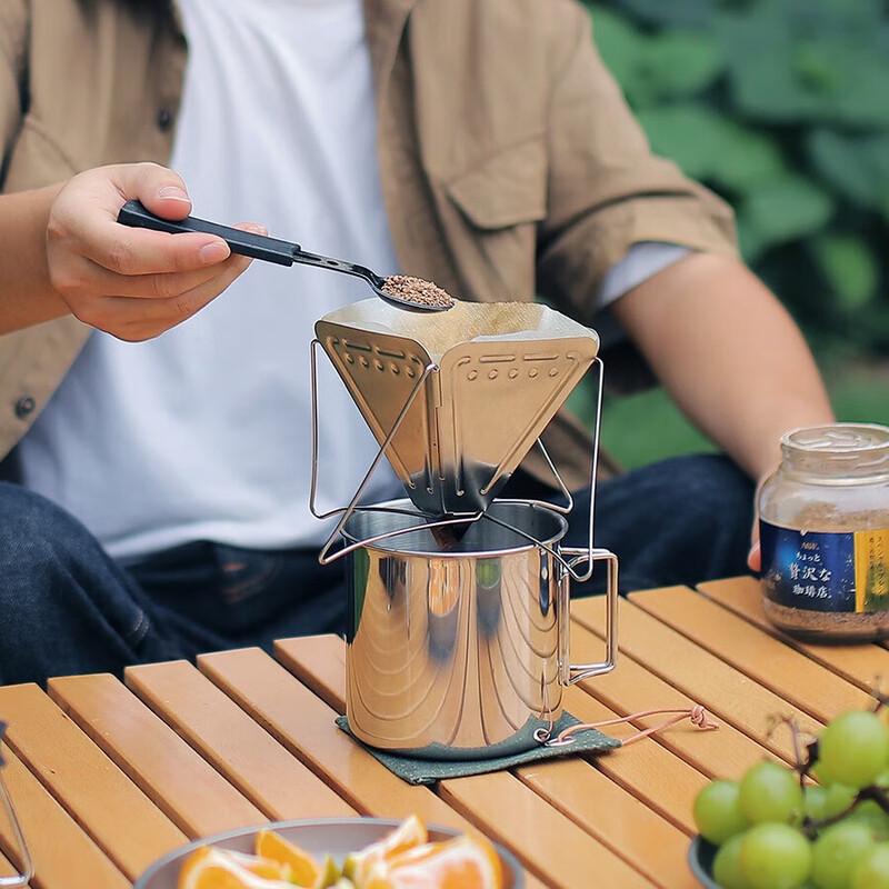 OEING Outdoor 304 Stainless Steel Camping Mugs with Folding Handles